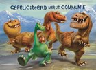 beestachtige dinosaurus kaart gefeliciteerd met je communie